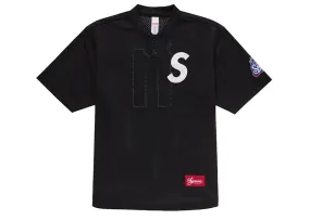 Supreme S Logo Baseball Henley Black Ribbed cuff Trendy Look