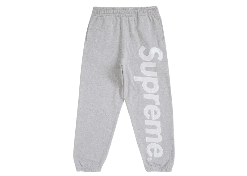Supreme Satin Applique Sweatpant Fw24 Heather Grey lined High Density