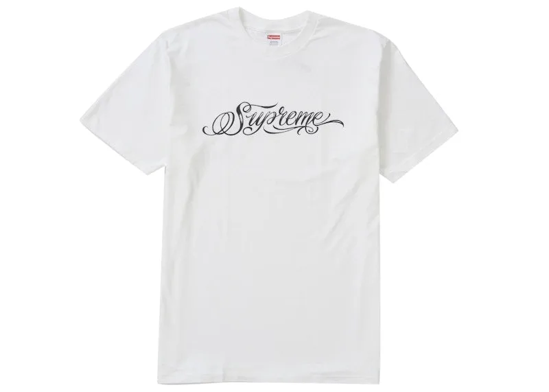 Supreme Script Tee White Hook-And-Eye