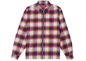 Supreme Shadow Plaid Flannel Zip Up Shirt (Ss24) White High-End Finish