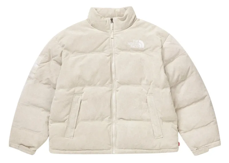 Supreme The North Face Suede Nuptse Jacket Stone Elastic design Performance Fabric