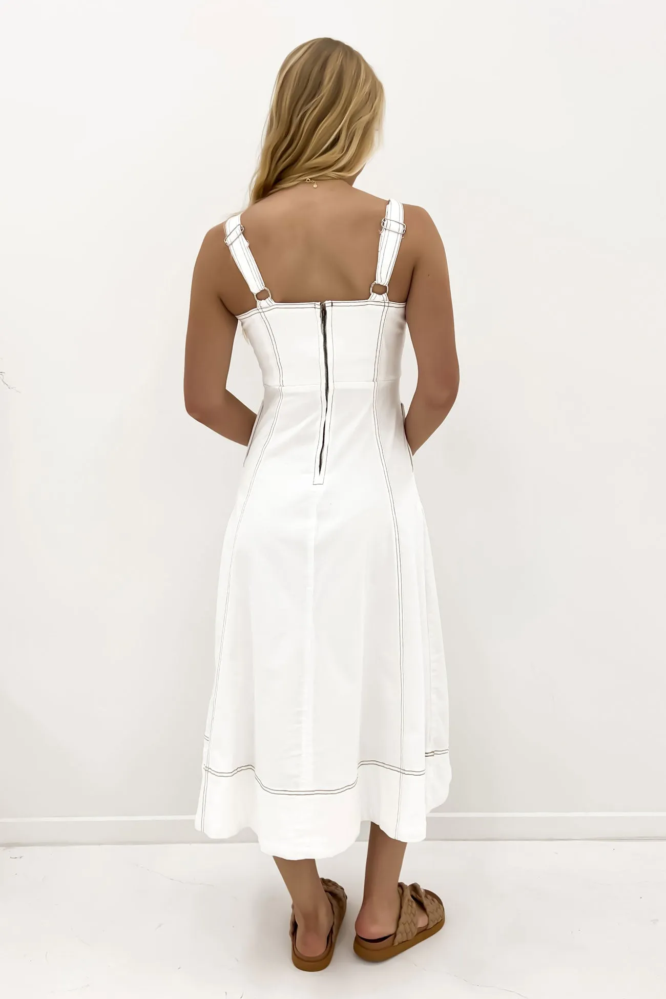 Urban Line Elegant Layering Siobhan Denim Midi Dress White