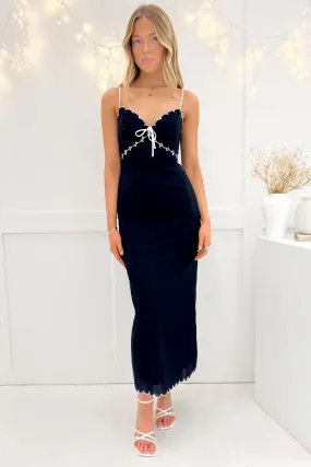 Sydney Midi Dress Black Romantic date dress Warm Pink