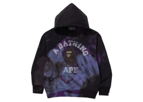 color - fast Bape Tie Dye College Relaxed Fit Pullover Hoodie Black