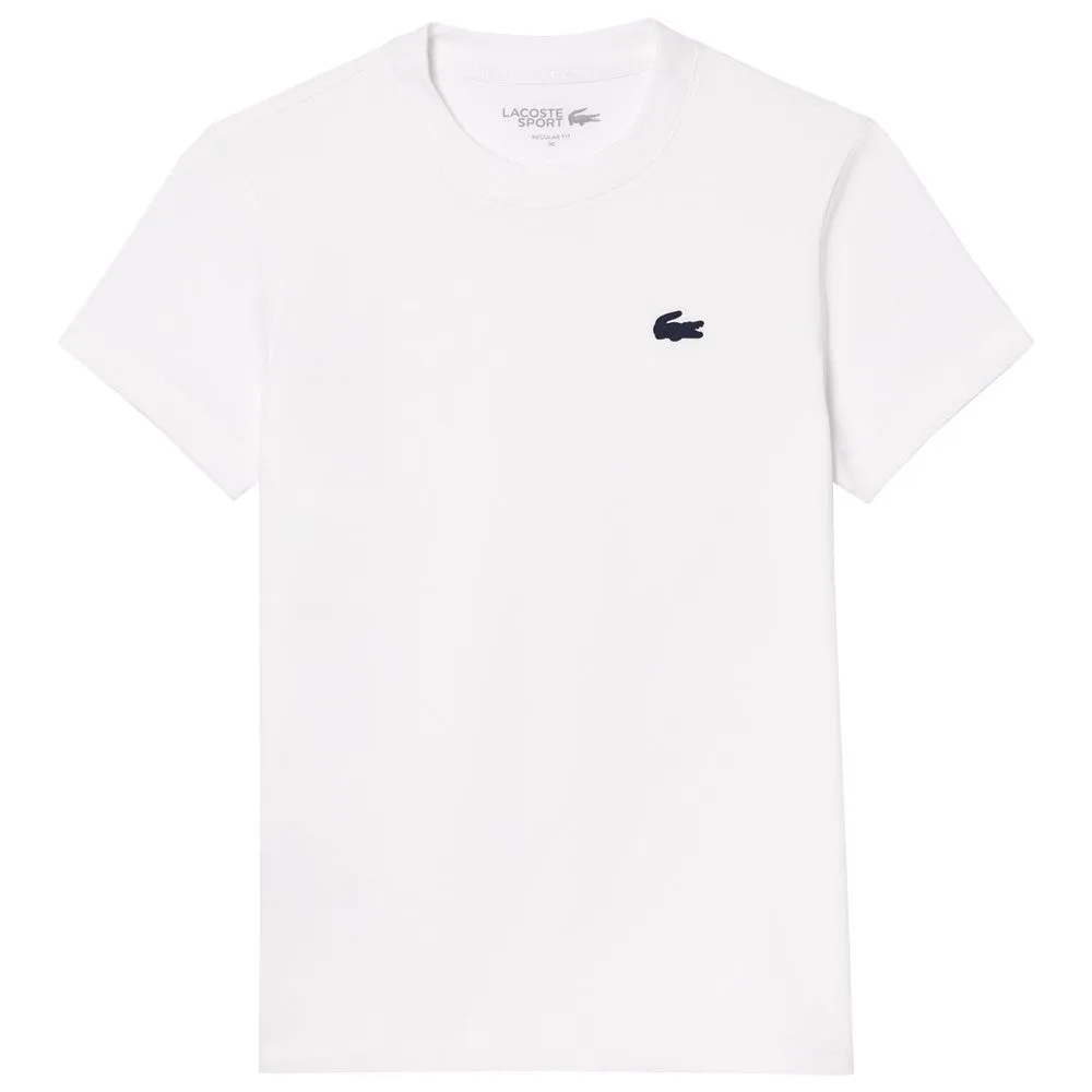 high-end Pockets included synthetic fabric Lacoste Women's Ultra Dry Technical Cotton Tee - White
