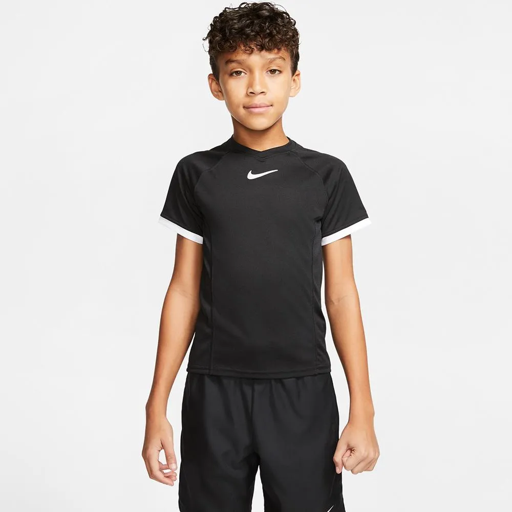 Nike Boys Nikecourt Dry Fit Short Sleeve - Black Flexibility blending