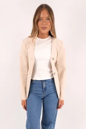 Matilda Linen Blazer Natural Comfortable lining WeatherproofZipper