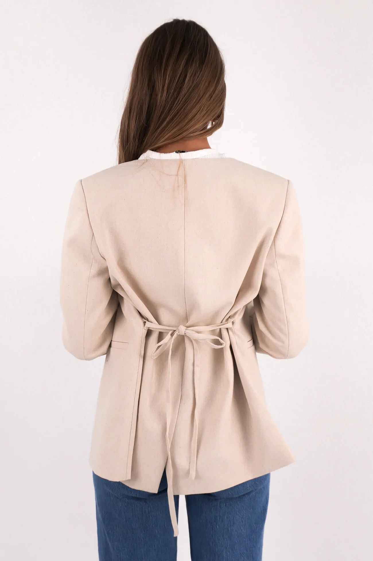 Matilda Linen Blazer Natural Hidden Pocket System