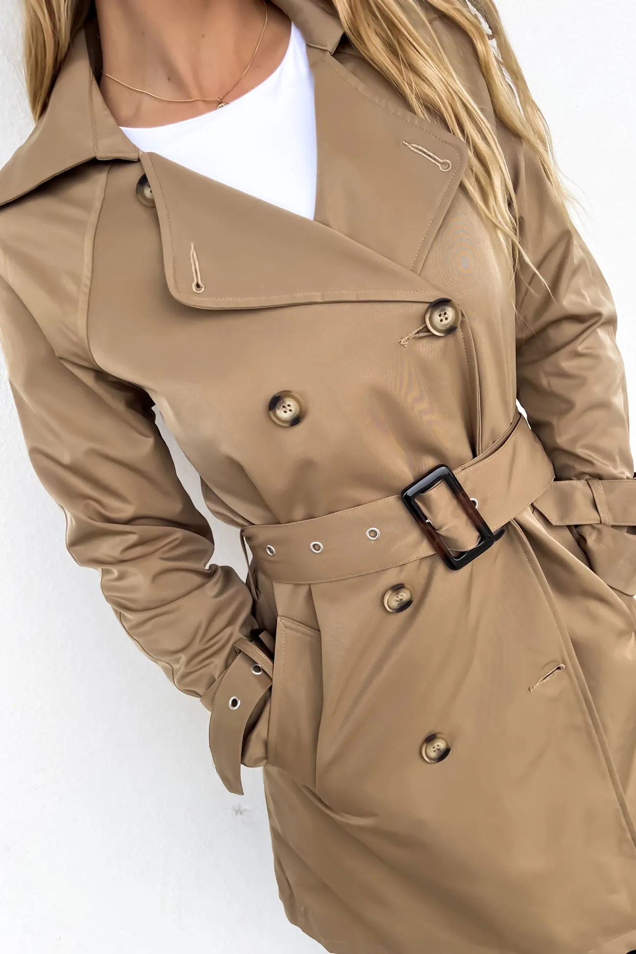 Tahlee Trench Tan heavy duty fabric Smooth Zipper Action