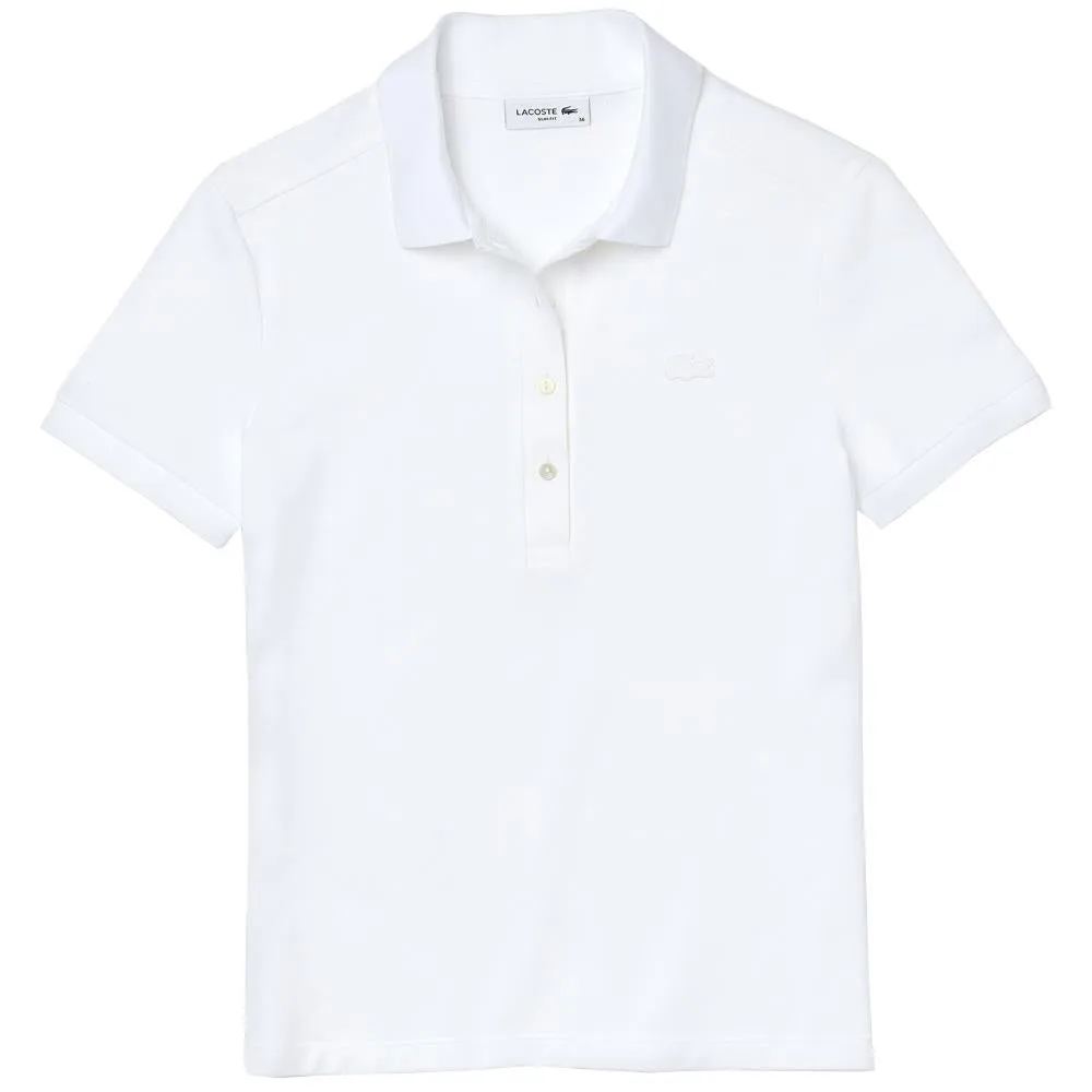 Short Sleeve Tailored Lacoste Women's Cotton Stretch Pique Polo - White