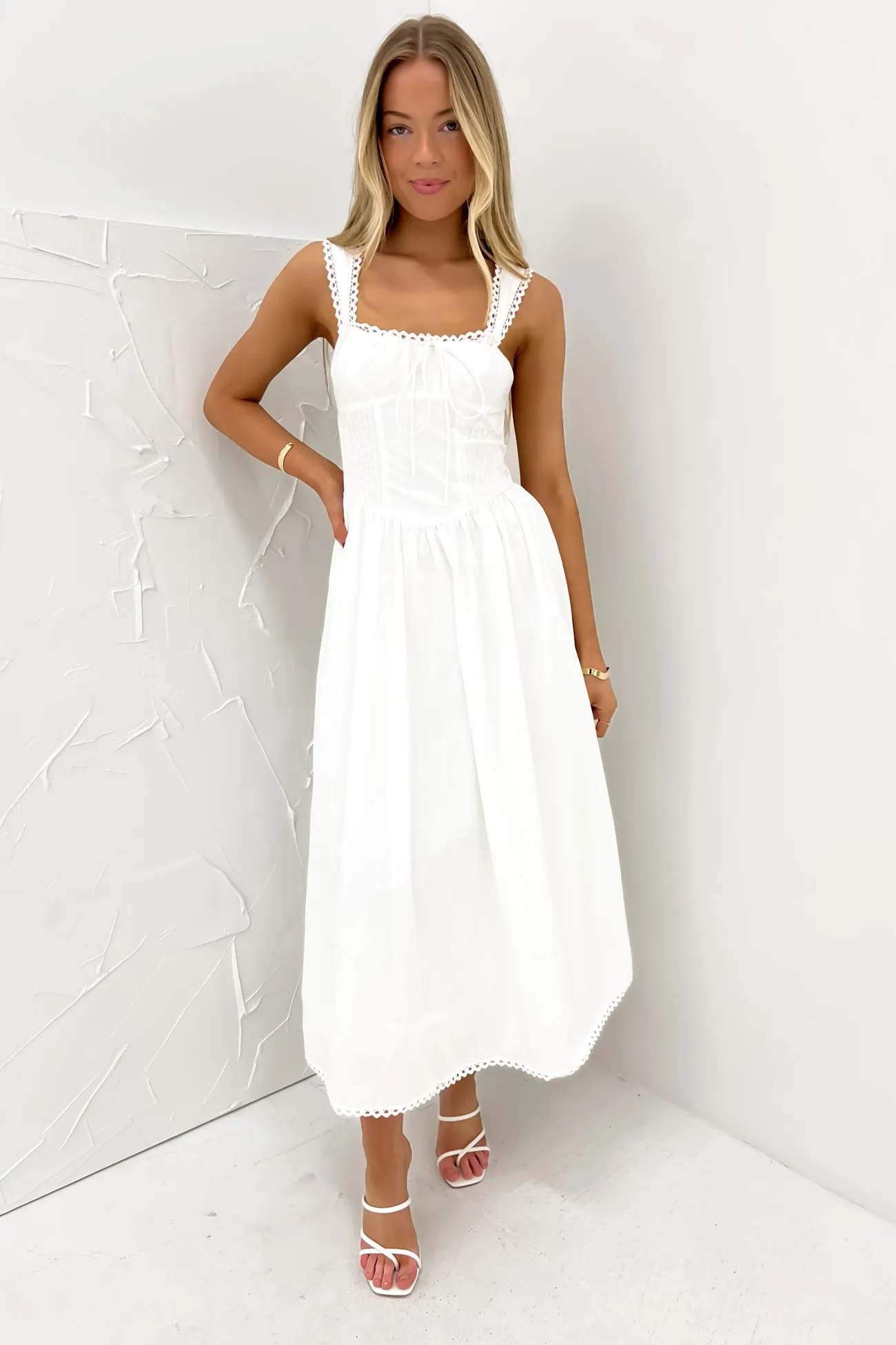 Vanna Midi Dress White Trendy Layering