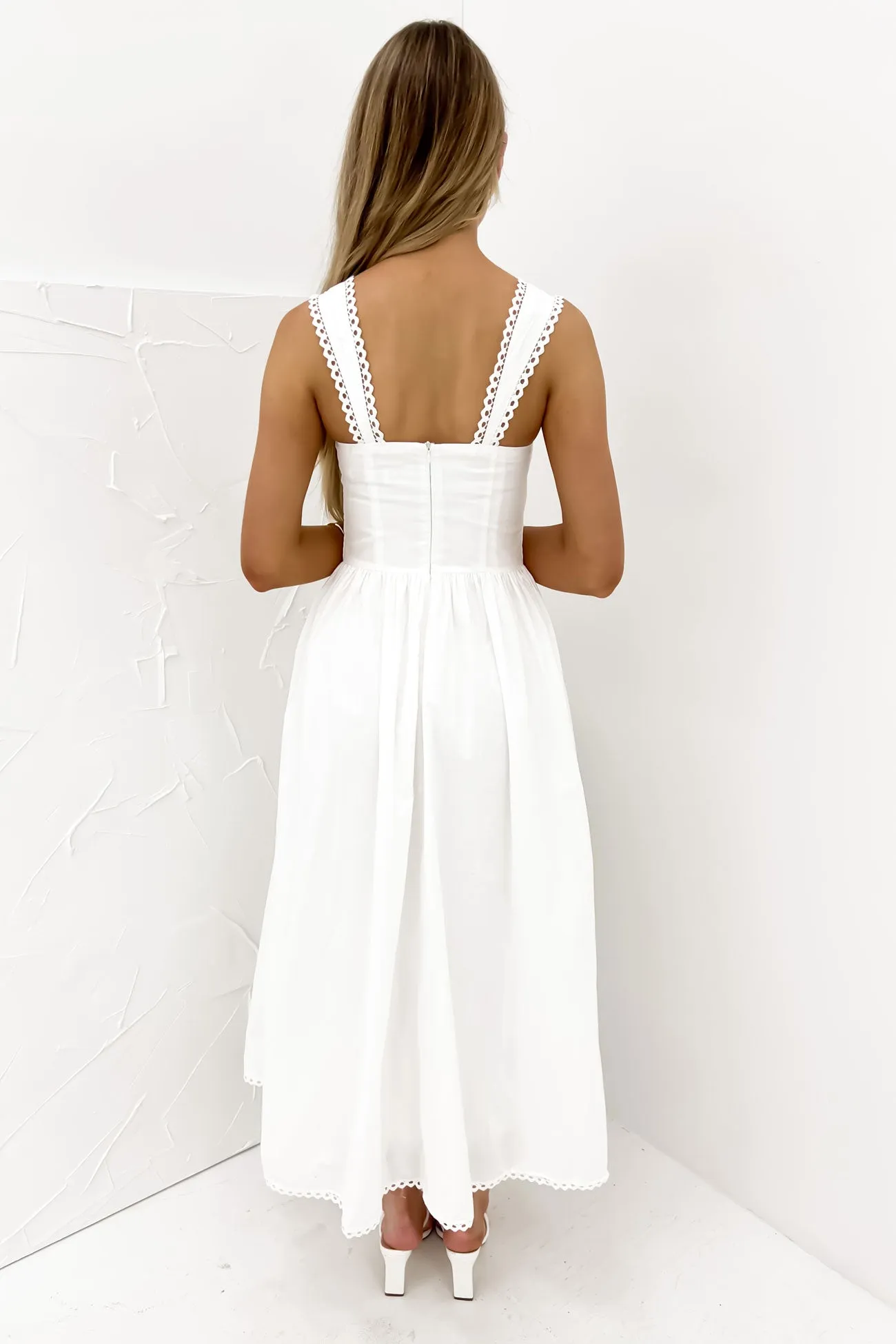Sheer Look Vanna Midi Dress White