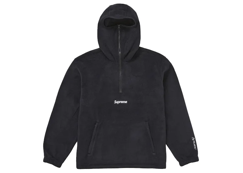 Supreme Polartec Facemask Half Zip Hooded Sweatshirt (Fw24) Black Thermal Insulation Elastic design