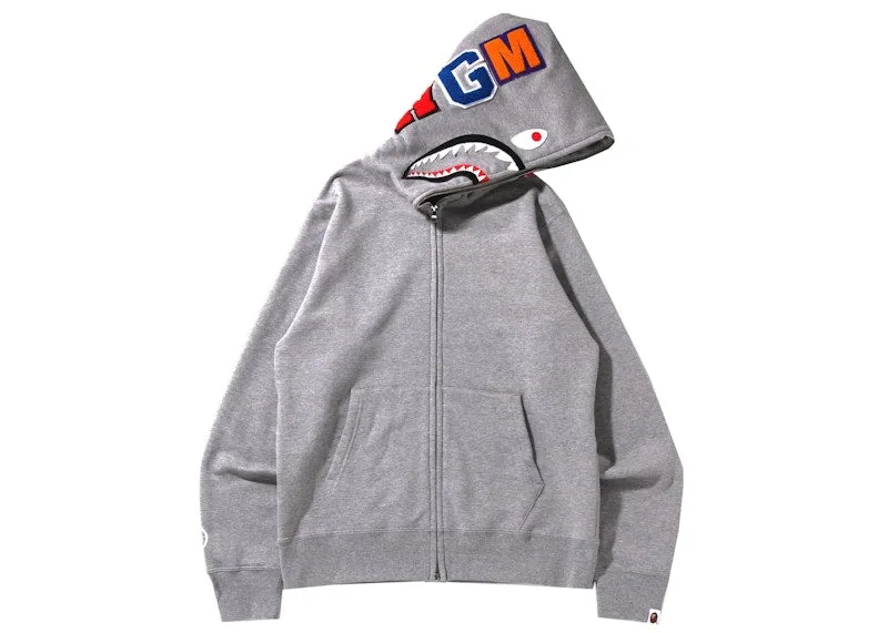Bape Shark Full Zip Hoodie (Ss22) Gray Removable