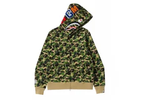 Adjustable Straps Multi-Purpose Bape Abc Camo Shark Full Zip Hoodie Green