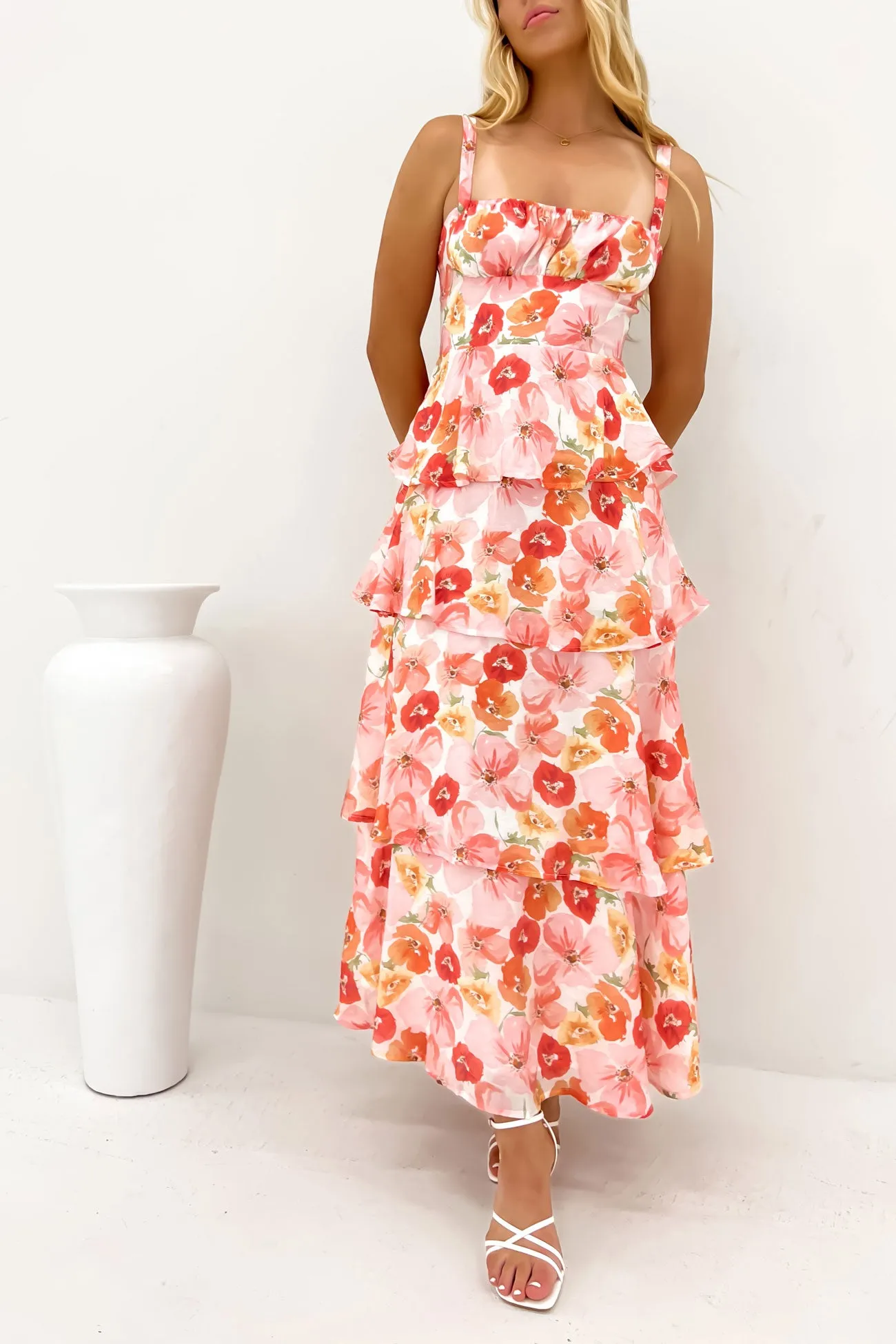 Griffin Maxi Dress Pink Floral Pink Glow