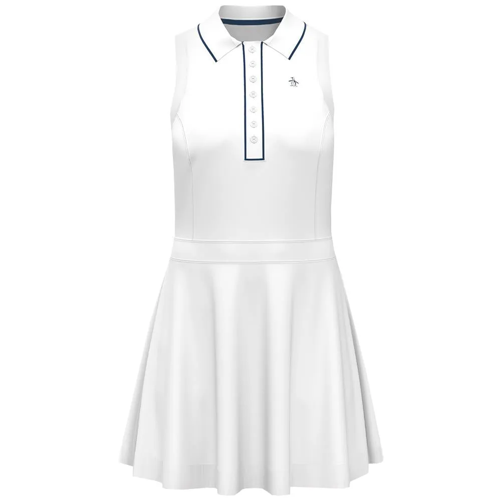 Fitted Design Non Stretch Tasseled Penguin Women's Veronica Sleeveless Dress - Bright White