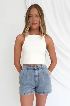 Tatum Denim Short Clear Water Blue cheering section Gentle On Skin
