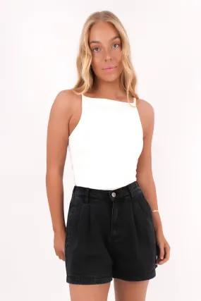 beach shorts outdoor concert style Tatum Denim Short Washed Black