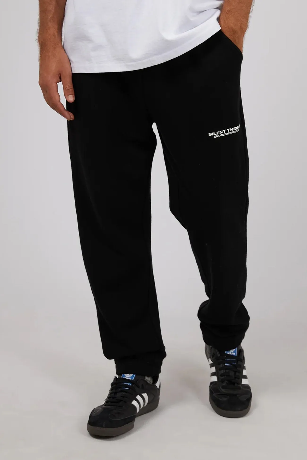 Raw edge Laser cut Essential Theory Track Pant Black