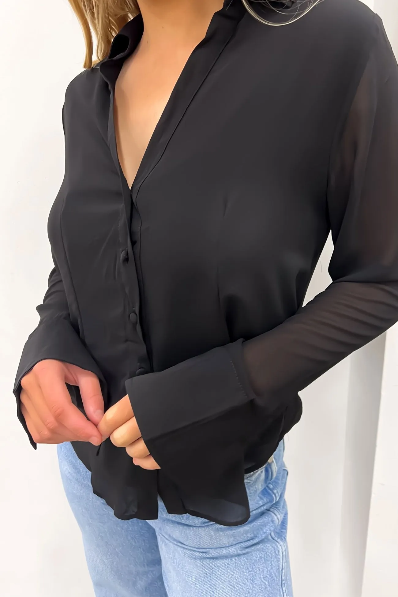 Earthy Palette Hooded Neckline Tenille Shirt Black