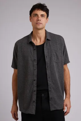 Comfortable Fabric Textured Short Sleeve Shirt Black