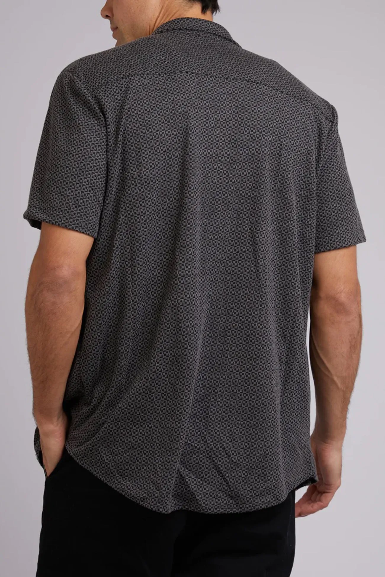 Textured Short Sleeve Shirt Black Contemporary Look