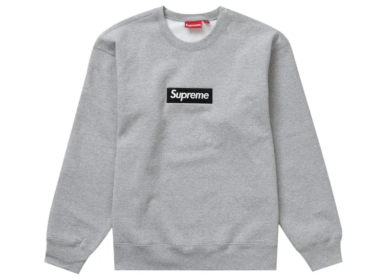 Machine - made Supreme Box Logo Crewneck (Fw22) Heather Grey