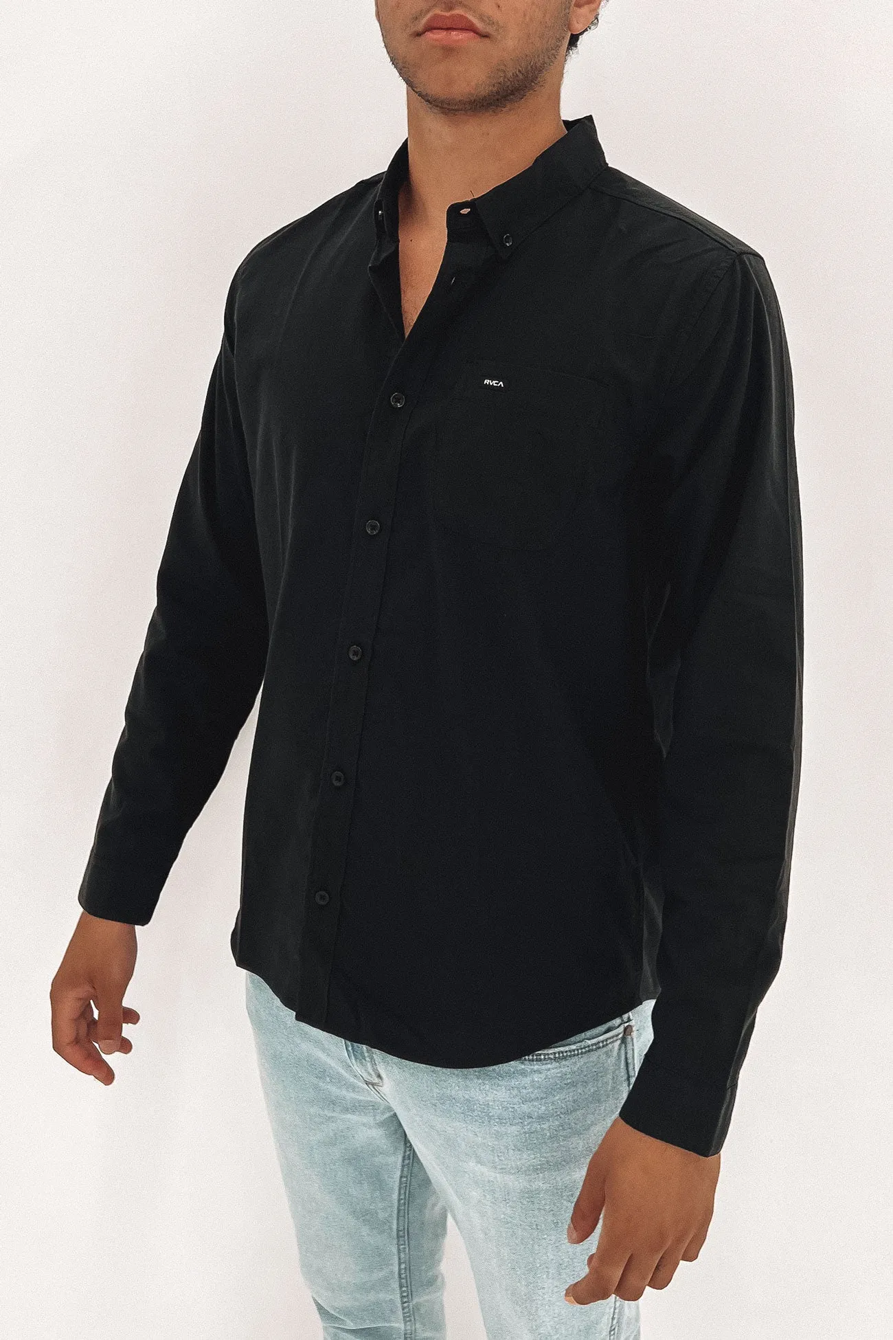 Casual Comfort That'll Do Stretch Long Sleeve Shirt Black