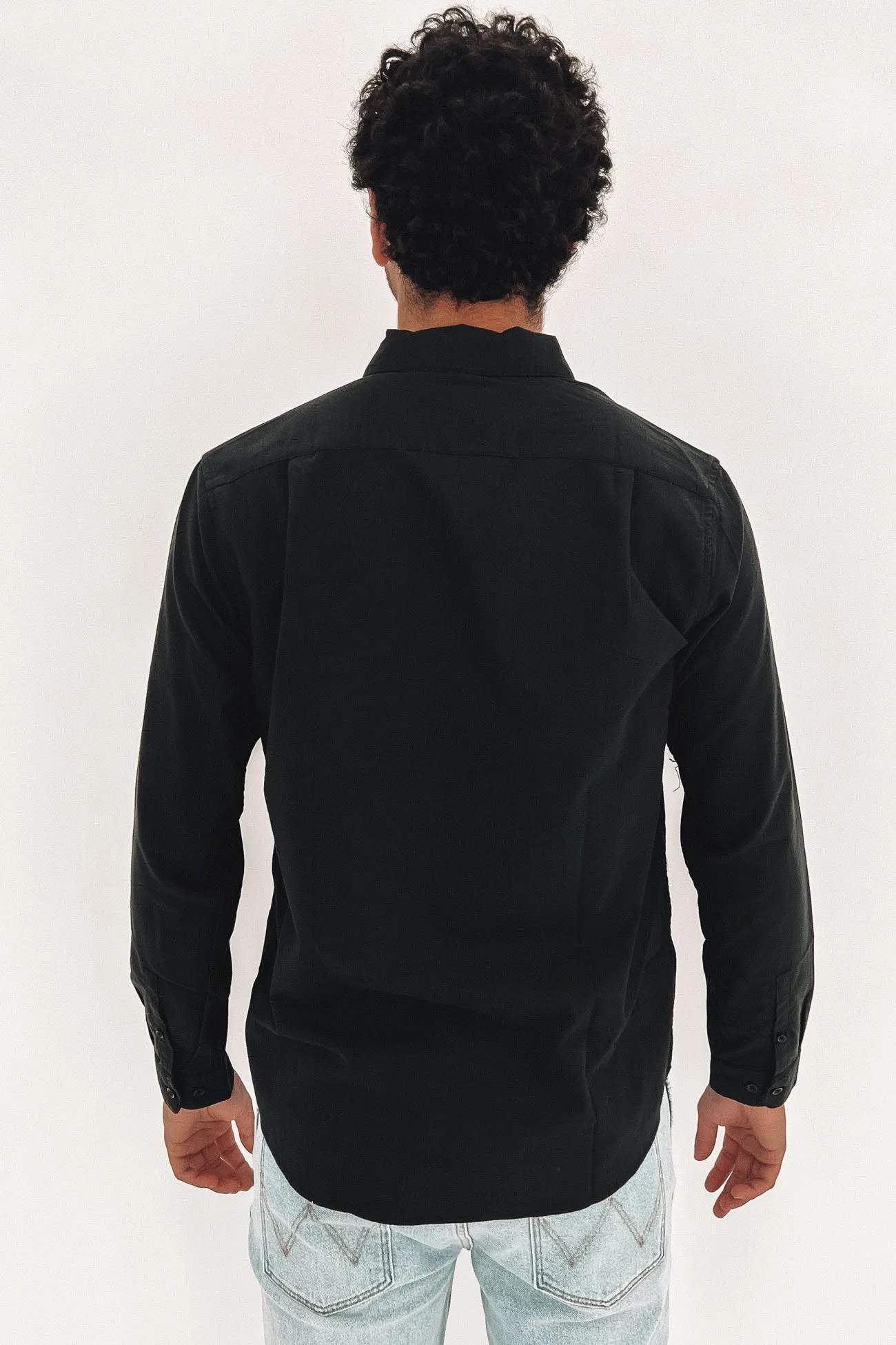 That'll Do Stretch Long Sleeve Shirt Black Low Maintenance Roll-Up Sleeve
