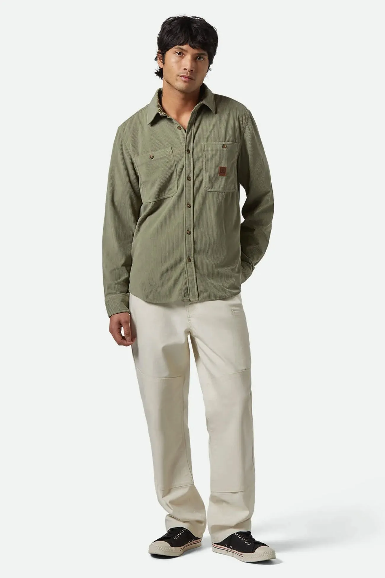 The Field Corduroy Overshirt Military Olive Youthful Style Non Iron Material