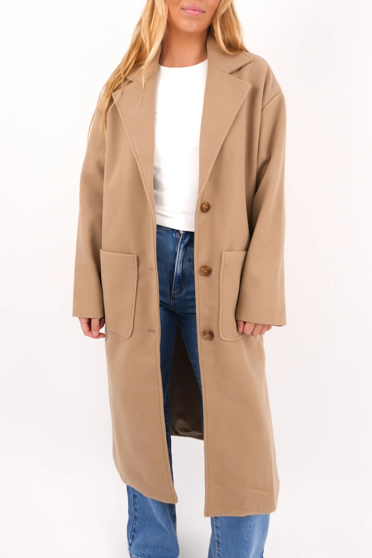 Affordable Fashion Double stitching Dion Coat Camel