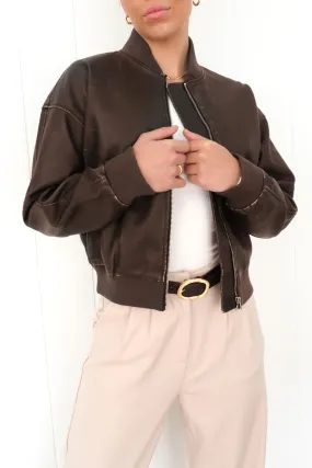 Soft Touch Lining Hollow Fiber Fill Tyler Pleather Bomber Brown
