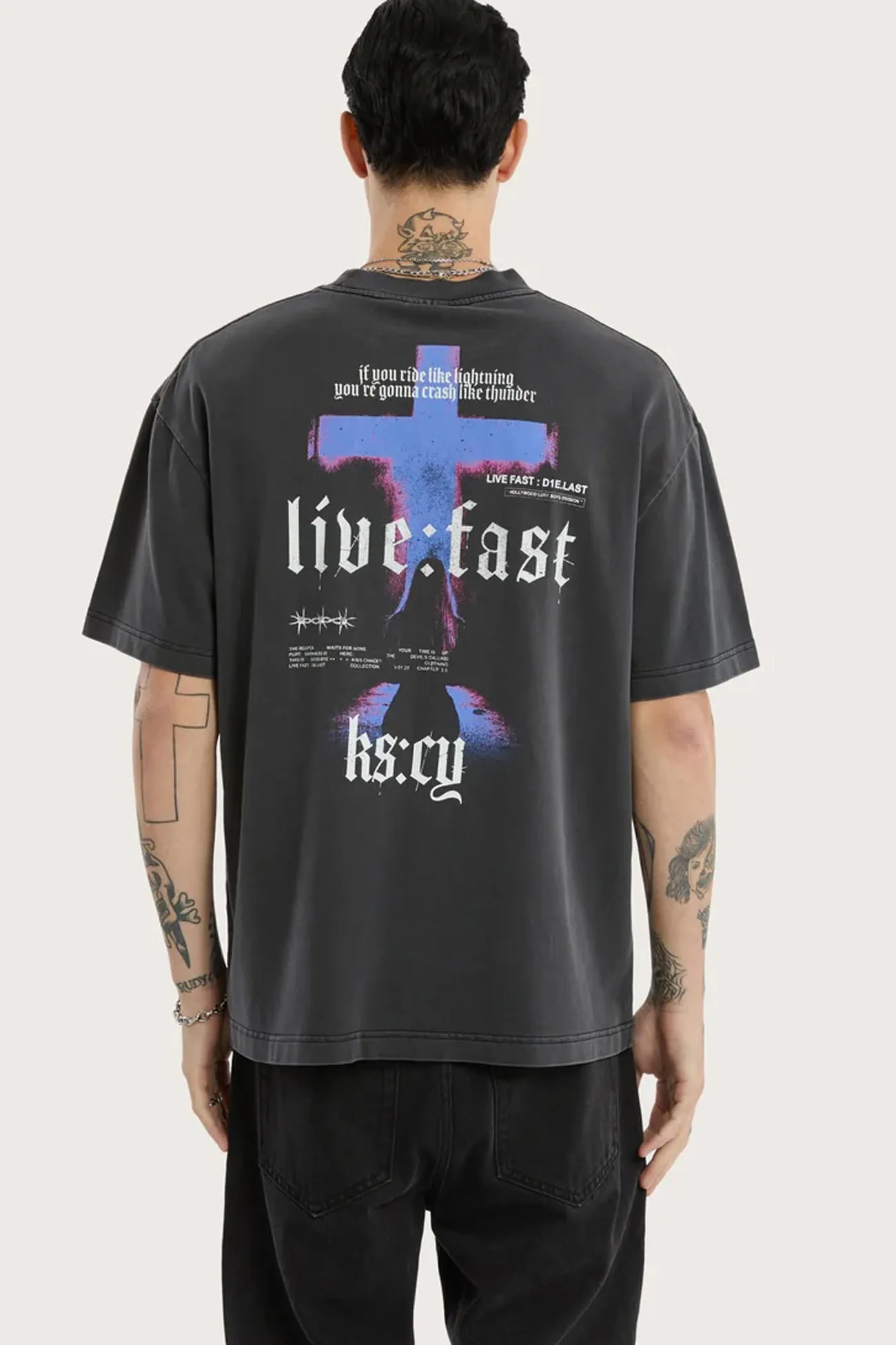 Durable Color Retention Layerable Look Thunder Street Tee Pigment Black