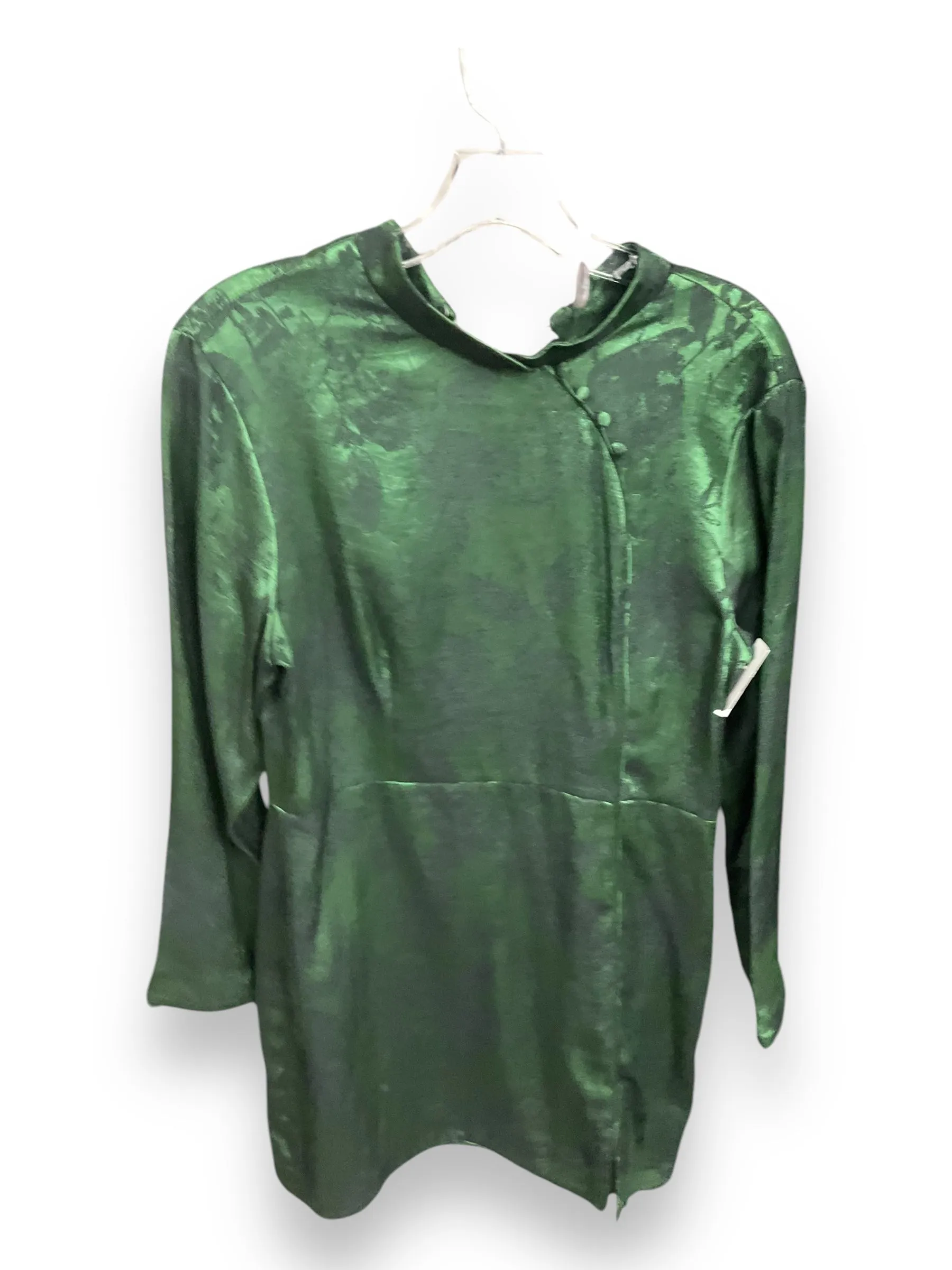 Dress Party Midi By Zara In Black & Green, Size: L MoldResistantTexture