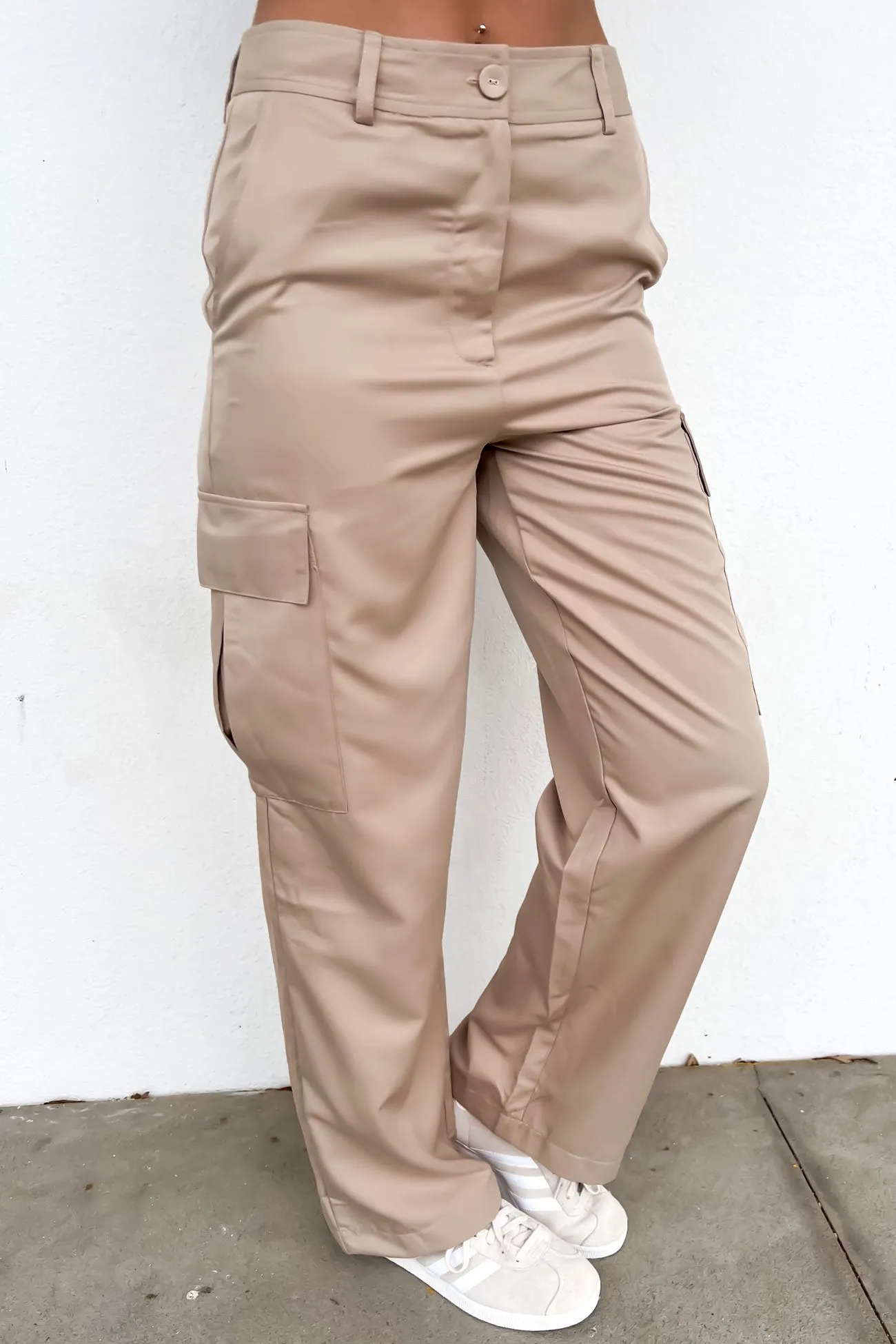 Kourtney Cargo Pant Beige Comfortable Fit Wear Simple Silhouette