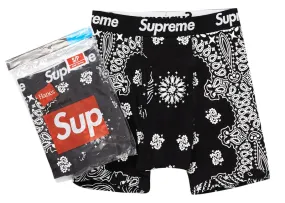 Supreme Hanes Bandana Boxer Briefs (2 Pack) Black Lustrous Wrinkle-Free