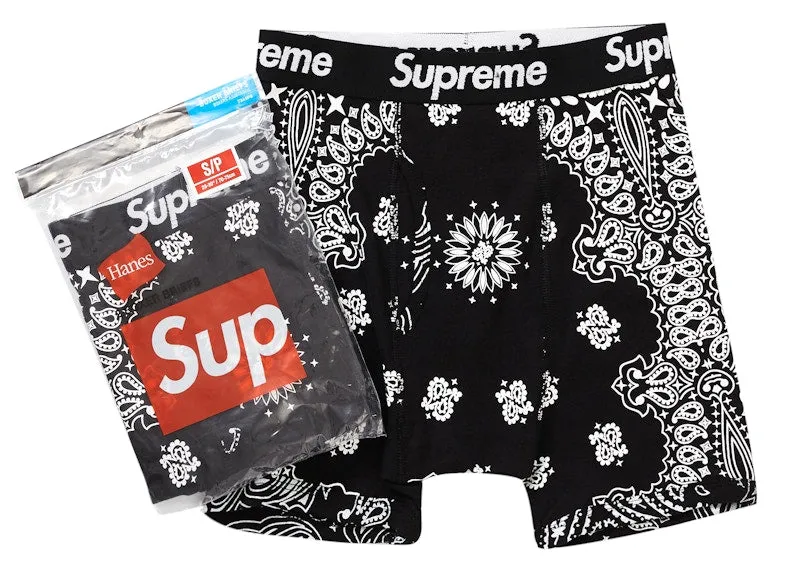 Embossed Pattern Supreme Hanes Bandana Boxer Briefs (2 Pack) Black