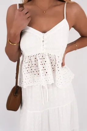 Sirene Top White Four Way Stretch Fabric