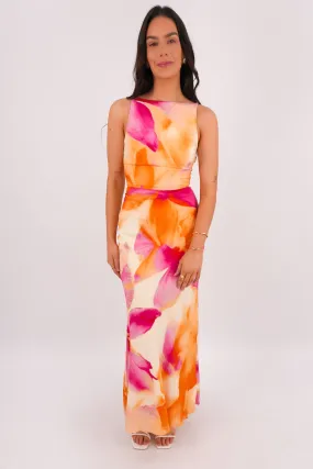 Piped-Edge Comfortable travel dress Torla Maxi Dress Orange