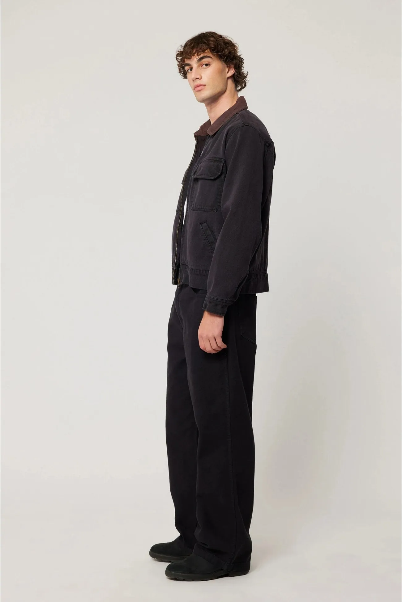 Functional Zip Detail Layered Wind Barrier Tradie Jacket Coal Black