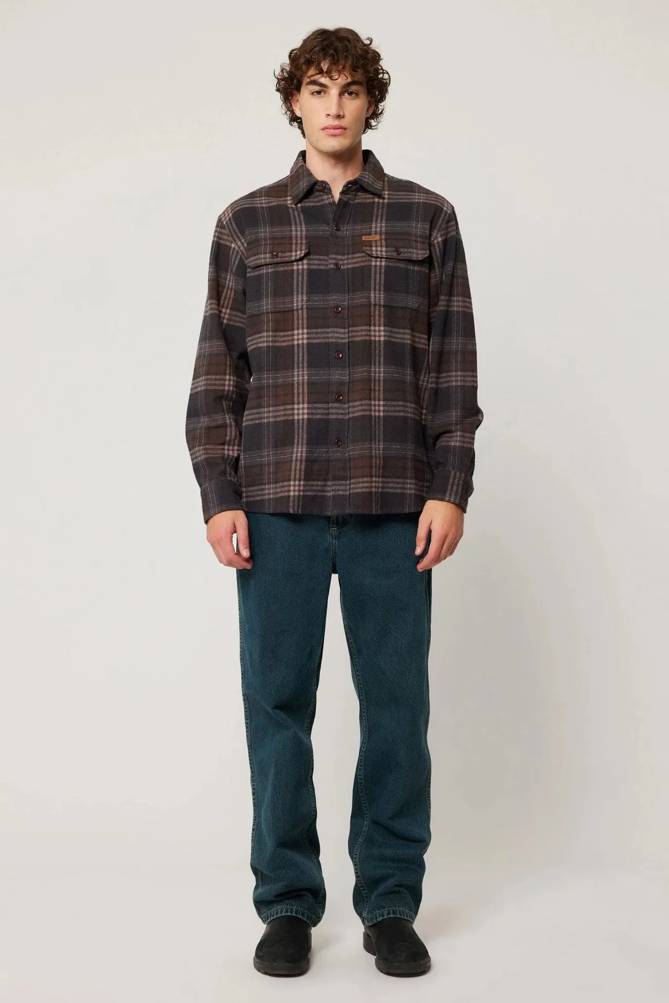 Trailer Check Shirt Brown Check Odor control Thermoregulating Fabric