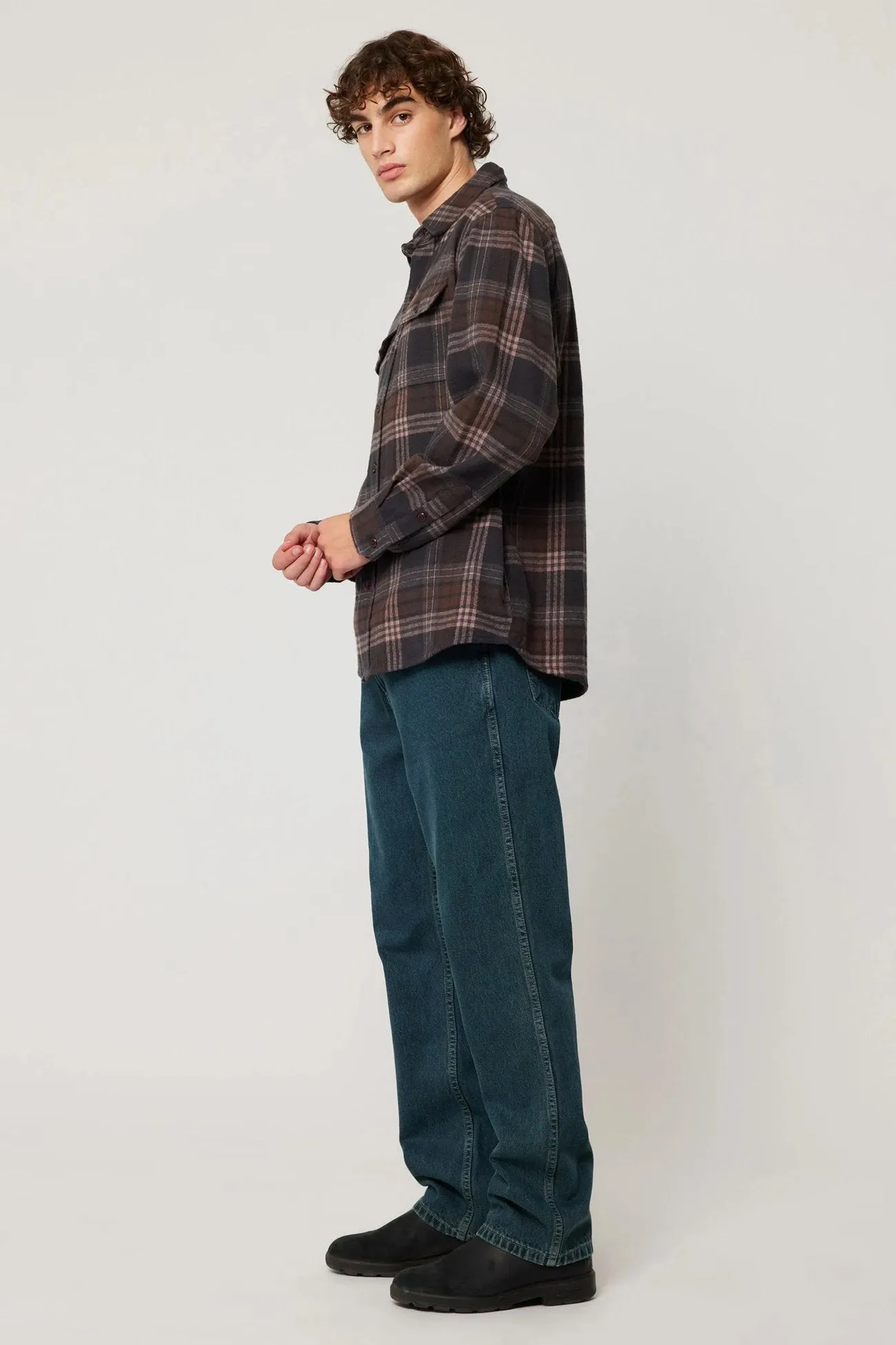 Trailer Check Shirt Brown Check Metallic Finish