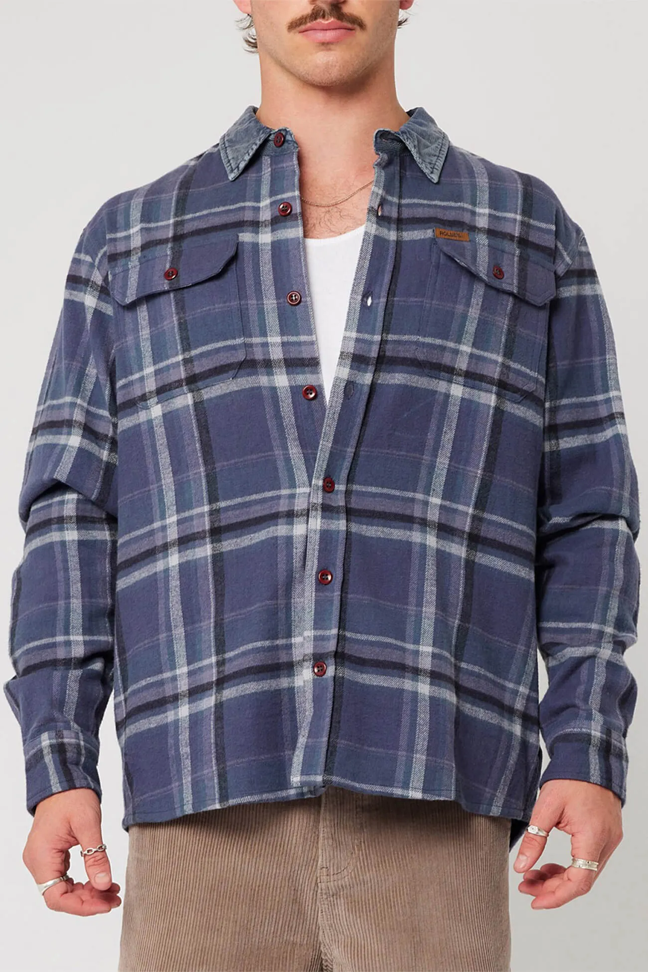 Backpacking Trip Trailer Check Shirt Navy