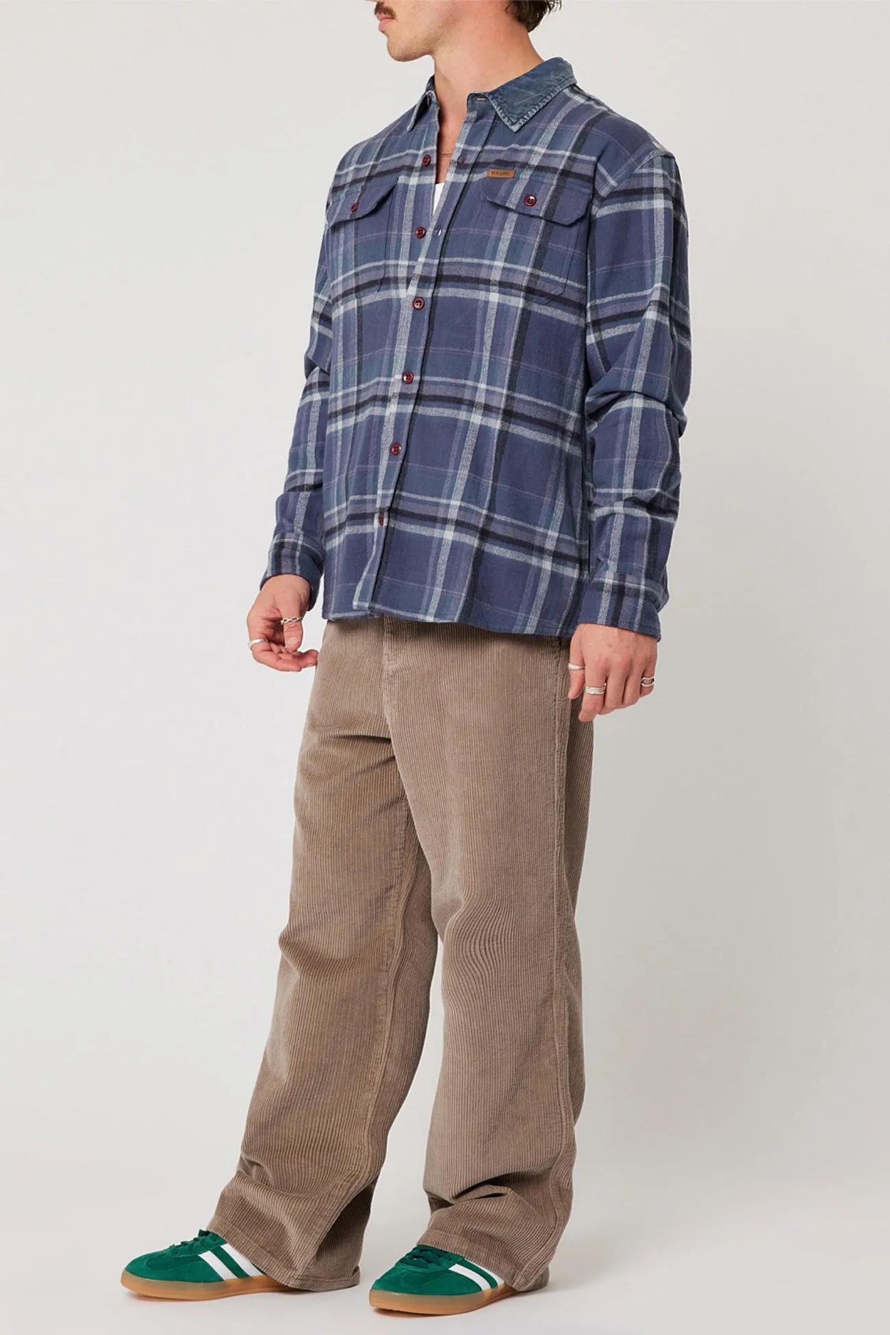 Trailer Check Shirt Navy Checkered Print Adjustable Hem