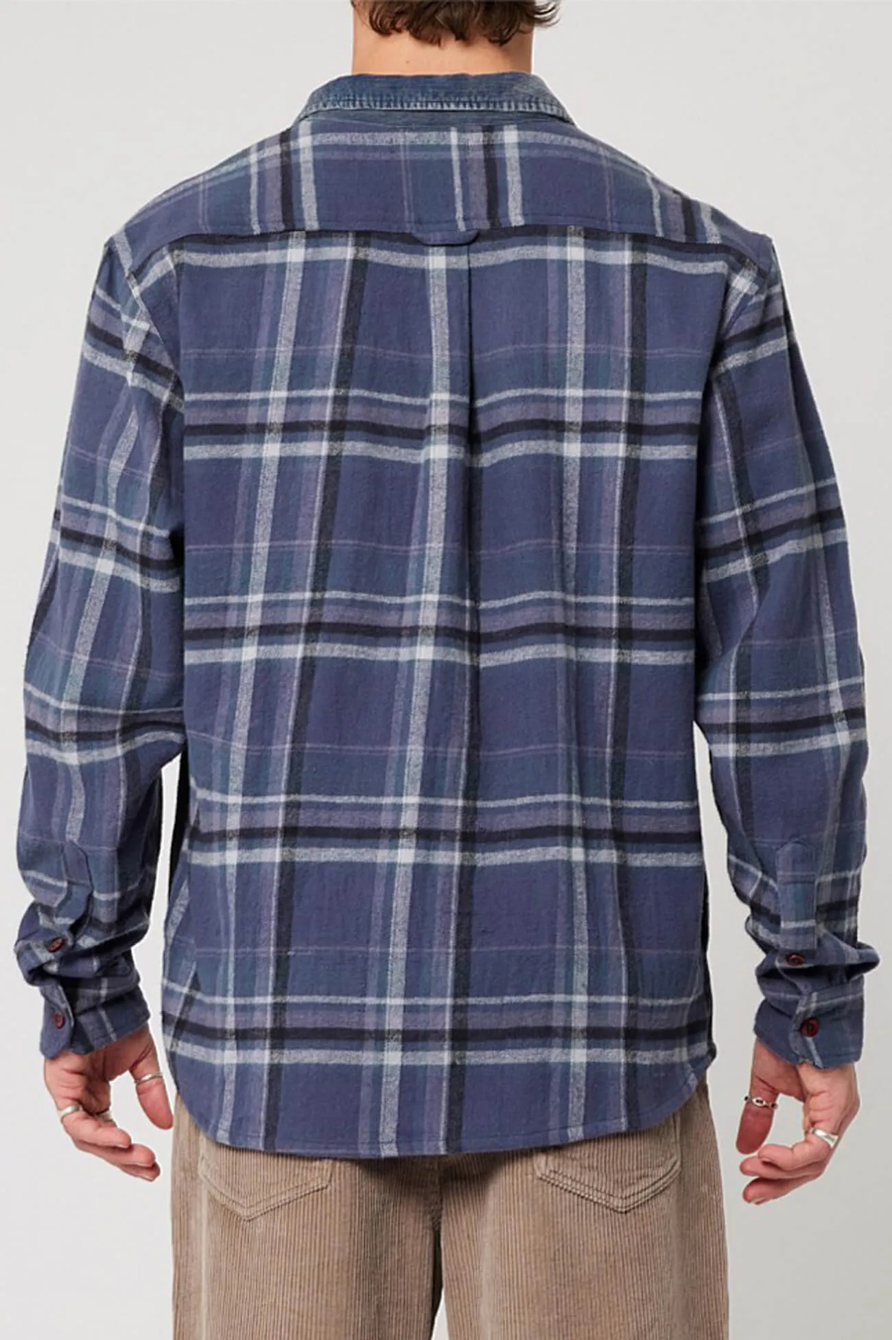Trailer Check Shirt Navy Tear Resistant Reinforcement