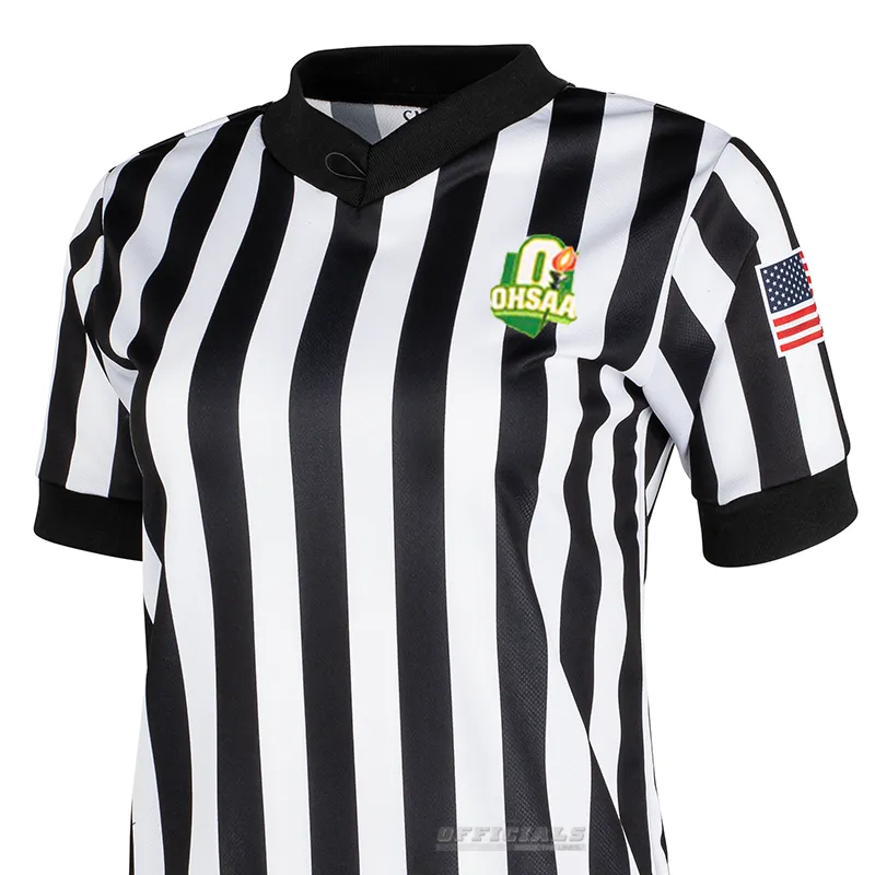 OHSAA Logo Basketball Referee V-Neck Smooth Stitch Pattern Wrinkle Resistant Material