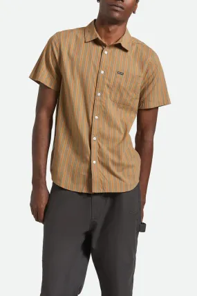 Charter Stripe Short Sleeve Woven Rustic Caramel Night Sage Spring Collection