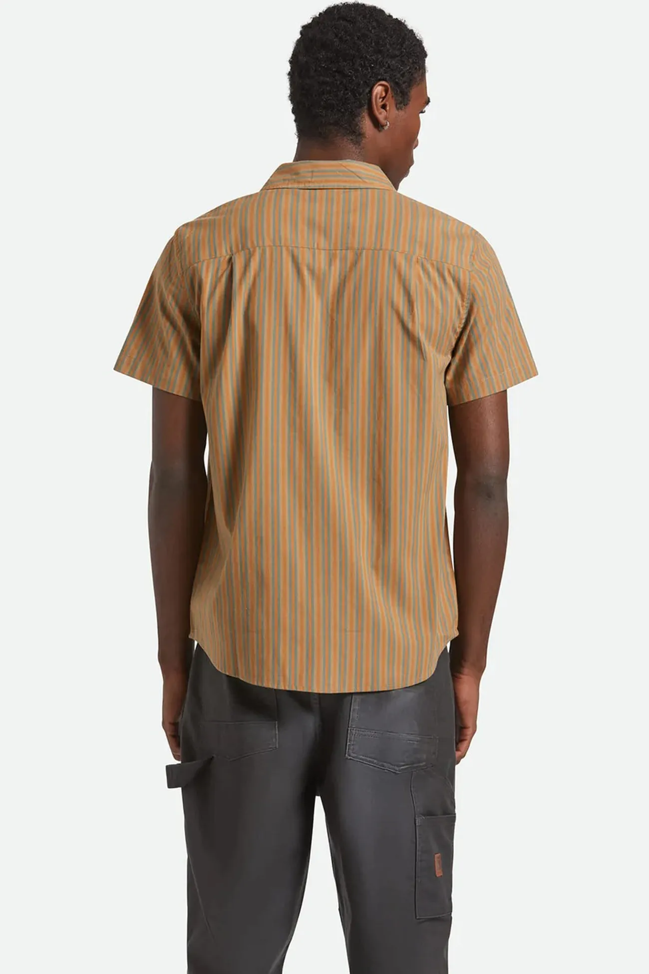 Charter Stripe Short Sleeve Woven Rustic Caramel Night Sage Twill Weave