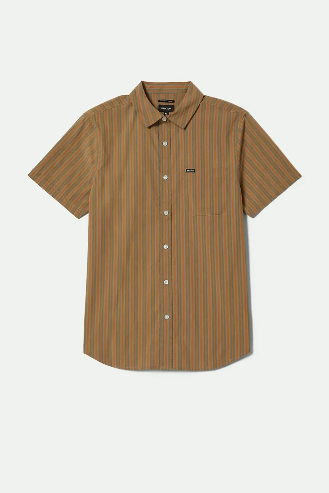 Trendy Vibes Charter Stripe Short Sleeve Woven Rustic Caramel Night Sage